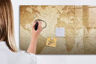 Pizarra magnética de pared diseño de mapa del mundo vintage con rotulador