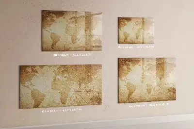 Pizarra magnética de pared diseño de mapa del mundo vintage con rotulador