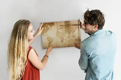 Pizarra magnética de pared diseño de mapa del mundo vintage con rotulador