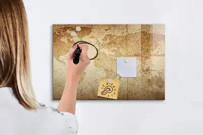 Pizarra magnética de pared diseño de mapa del mundo vintage con rotulador