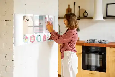 Pizarra de cristal magnética borrable con diseño de animales alegres