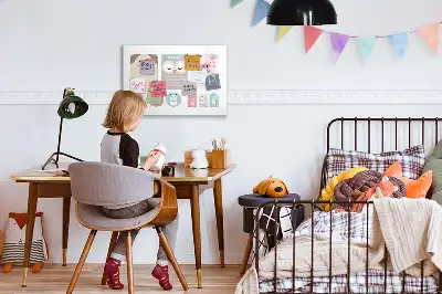 Pizarra de cristal magnética borrable con diseño de animales alegres
