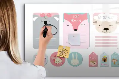 Pizarra magnética de pared diseño con marcapáginas alegres y rotulador