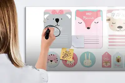 Pizarra magnética de pared diseño con marcapáginas alegres y rotulador