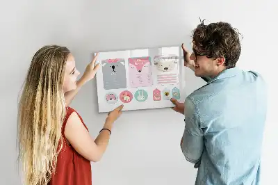 Pizarra magnética de pared diseño con marcapáginas alegres y rotulador
