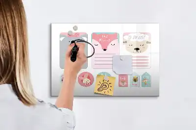 Pizarra magnética de pared diseño con marcapáginas alegres y rotulador