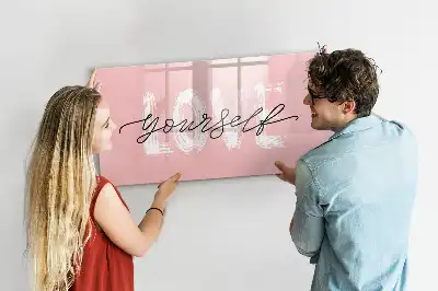 Pizarra magnética de pared con rotulador diseño con texto Ámate a ti mismo