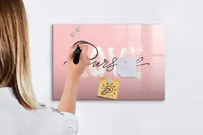 Pizarra magnética de pared con rotulador diseño con texto Ámate a ti mismo