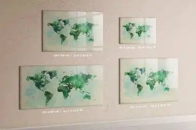 Mapa del mundo en acuarela pizarra magnética de pared con rotulador