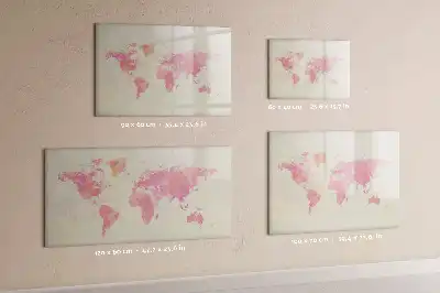 Pizarra borrable de cristal con imanes diseño de mapa del mundo en acuarela