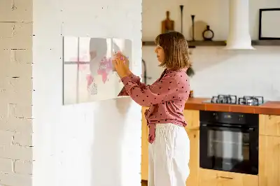 Pizarra borrable de cristal con imanes diseño de mapa del mundo en acuarela