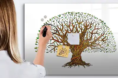 Pizarra magnética de pared con rotulador diseño raíz de árbol