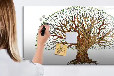 Pizarra magnética de pared con rotulador diseño raíz de árbol