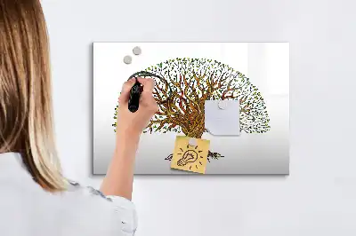 Pizarra magnética de pared con rotulador diseño raíz de árbol