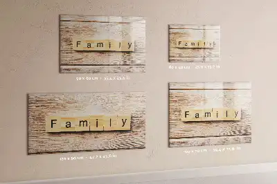 Pizarra magnética de pared con diseño de texto familia y rotulador