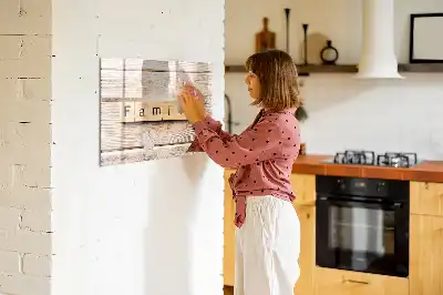 Pizarra magnética de pared con diseño de texto familia y rotulador