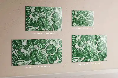 Pizarra de cristal magnética borrable con diseño de hojas de monstera
