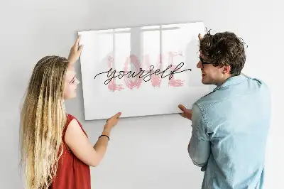 Pizarra de cristal magnética borrable con diseño de texto Amate a ti mismo