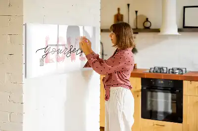 Pizarra de cristal magnética borrable con diseño de texto Amate a ti mismo