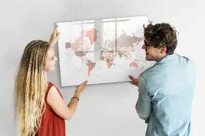 Mapa del mundo detallado pizarra borrable de cristal con imanes
