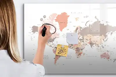 Mapa del mundo detallado pizarra borrable de cristal con imanes