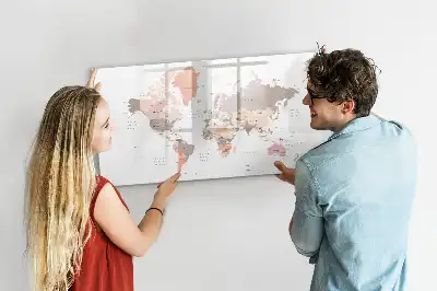 Mapa del mundo detallado pizarra borrable de cristal con imanes