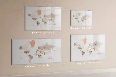 Mapa del mundo detallado pizarra borrable de cristal con imanes