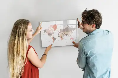 Mapa del mundo detallado pizarra borrable de cristal con imanes