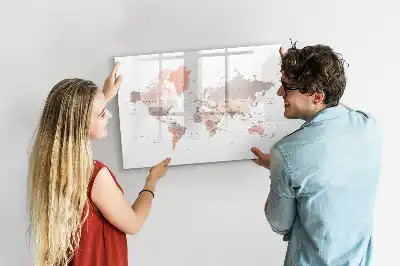 Mapa del mundo detallado pizarra borrable de cristal con imanes