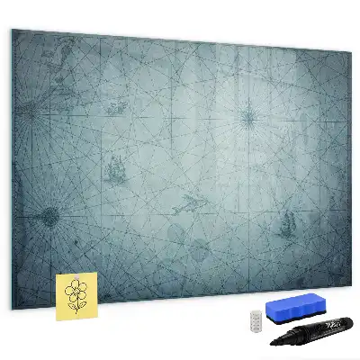 Mapa vintage pizarra magnética de pared con rotulador