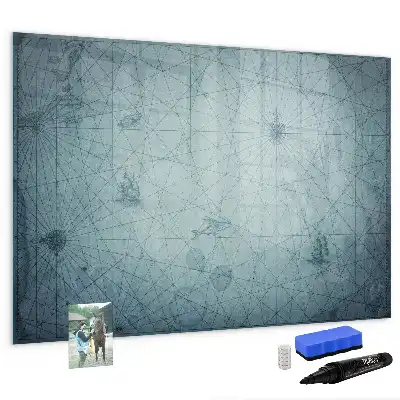 Mapa vintage pizarra magnética de pared con rotulador