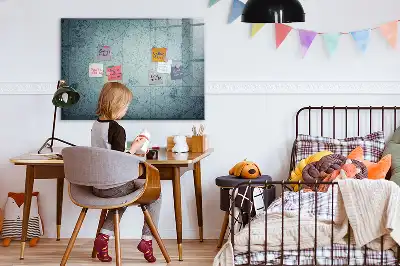 Mapa vintage pizarra magnética de pared con rotulador