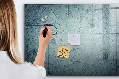 Mapa vintage pizarra magnética de pared con rotulador