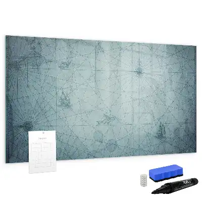 Mapa vintage pizarra magnética de pared con rotulador