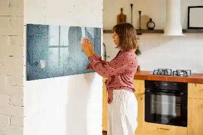 Mapa vintage pizarra magnética de pared con rotulador