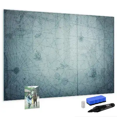 Mapa vintage pizarra magnética de pared con rotulador