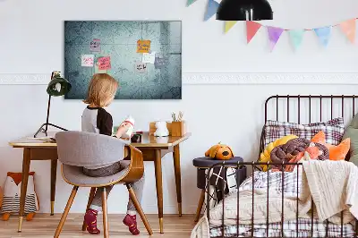 Mapa vintage pizarra magnética de pared con rotulador