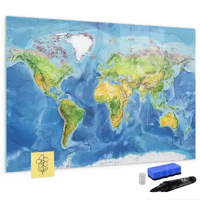 Mapa del mundo pizarra magnética de pared con rotulador