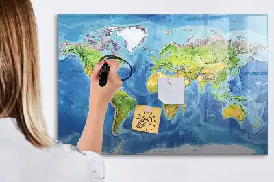 Mapa del mundo pizarra magnética de pared con rotulador