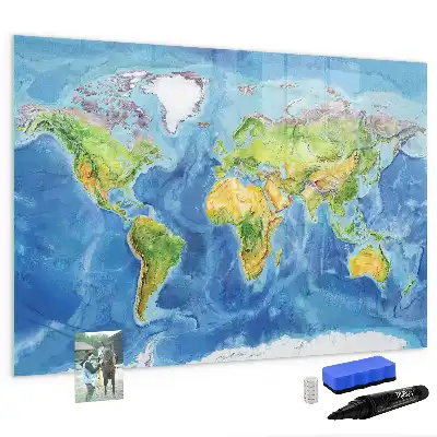 Mapa del mundo pizarra magnética de pared con rotulador