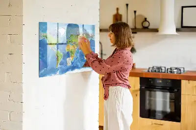 Mapa del mundo pizarra magnética de pared con rotulador