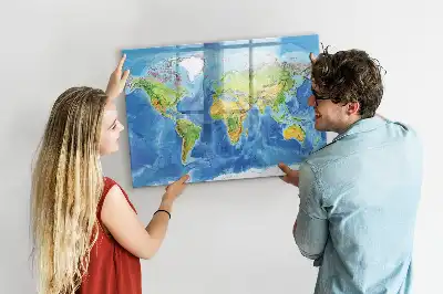 Mapa del mundo pizarra magnética de pared con rotulador