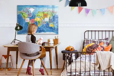Mapa del mundo pizarra magnética de pared con rotulador