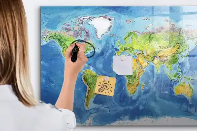 Mapa del mundo pizarra magnética de pared con rotulador