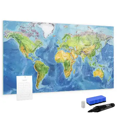 Mapa del mundo pizarra magnética de pared con rotulador