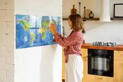 Mapa del mundo pizarra magnética de pared con rotulador