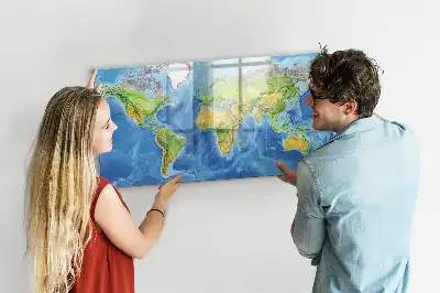 Mapa del mundo pizarra magnética de pared con rotulador