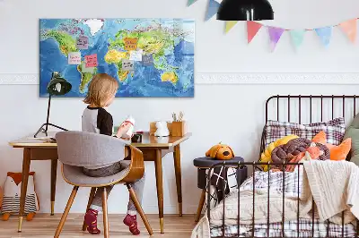 Mapa del mundo pizarra magnética de pared con rotulador