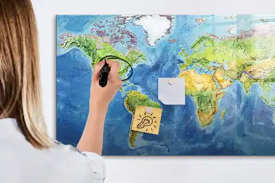 Mapa del mundo pizarra magnética de pared con rotulador