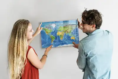 Mapa del mundo pizarra magnética de pared con rotulador